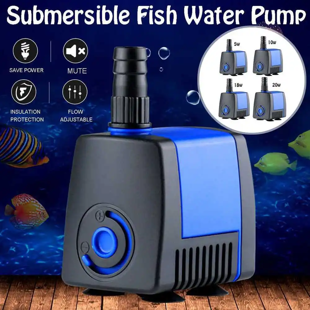 Mini bomba submersível para aquário, tanque de peixes, lago, fonte hidroponia, fluxo ajustável, 220v,-l/h