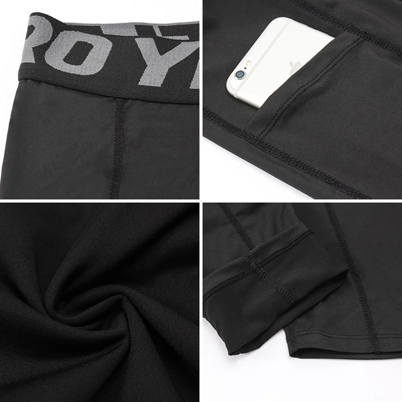 Quick Dry Elastic Compression Running Tights Men with Pocket Gym Fitness Trousers Workout Leggings Sportswear Pants Customized