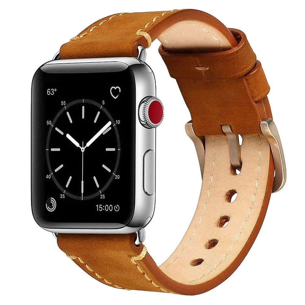 

For applewatch apple watch band 42mm 44mm Genuine Leather bracelet for iWatch strap 38mm 40mm series 5 4 3 2 1 bands cinturino