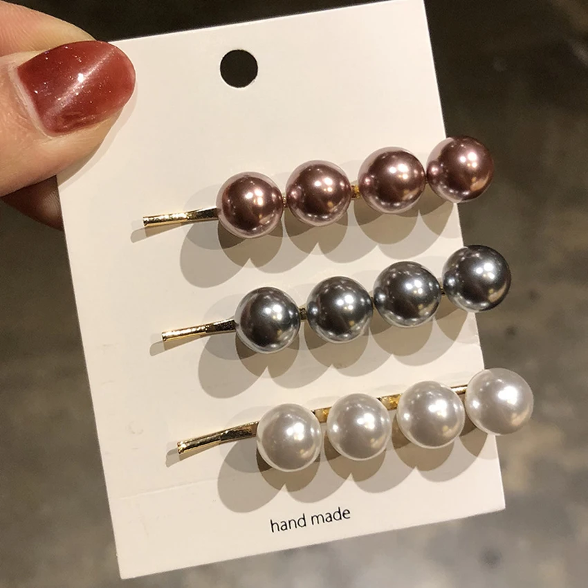 1 قطعة النساء الموضة اللؤلؤ مشبك شعر المشابك للنساء الفتيات الزهور الصناعية دبابيس الشعر إكسسوارات الشعر 3 ألوان الجانب كليب