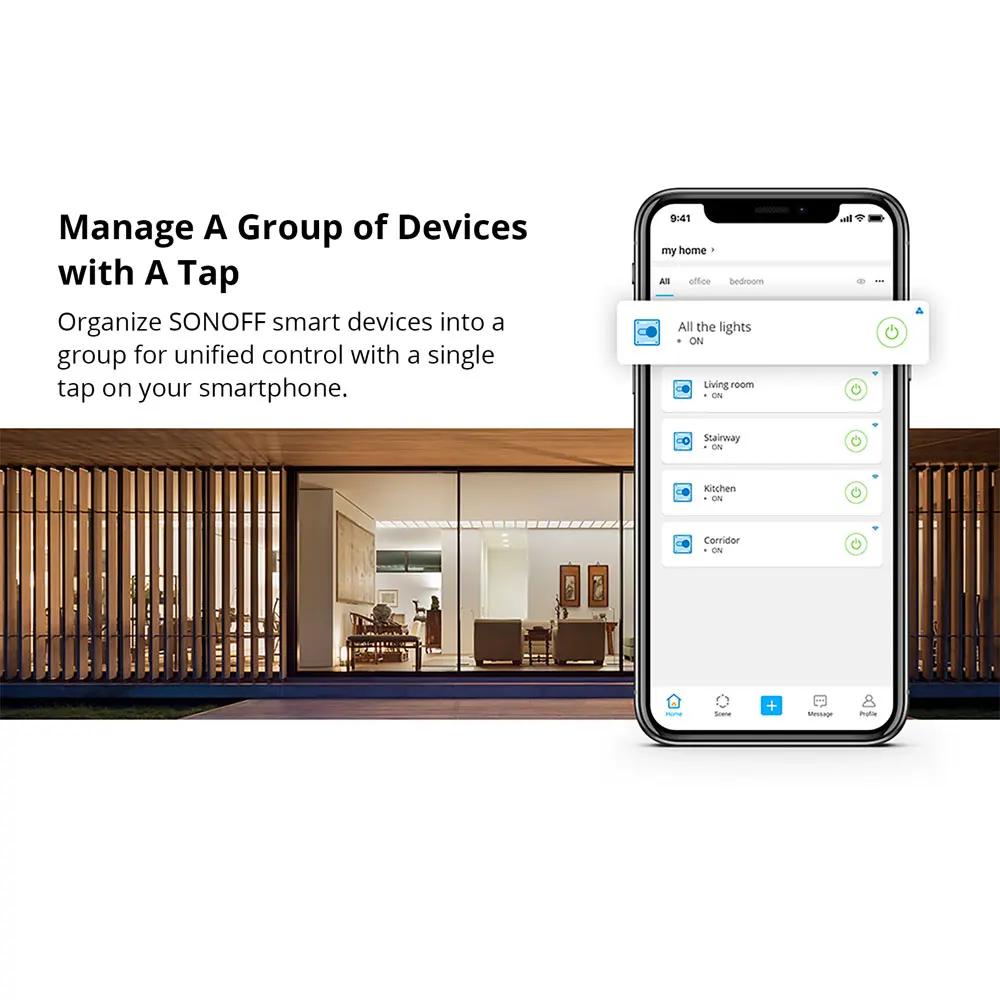 SONOFF BASICR2 RFR2 واي فاي 433 ميجا هرتز لتقوم بها بنفسك مفتاح ذكي وحدة تحكم في الضوء التحكم الصوتي مزامنة الحالة المشهد الذكي عبر eWeLink APP Alexa
