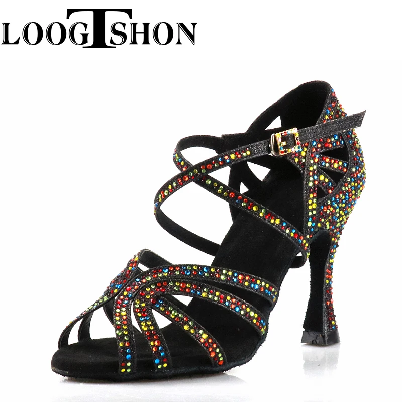 Loogtshon Hot sale ladies professional dance shoes ballroom dance shoes ladies latin dance shoes high heels 5Cm-10cm