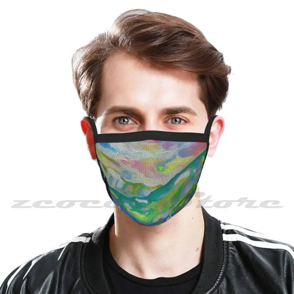 Zomer Zeilen, Masker Volwassen Kind Wasbare Pm2.5 Filter Logo Creativiteit Expressionistische Schilderijen Landschap Schilderijen Eiland