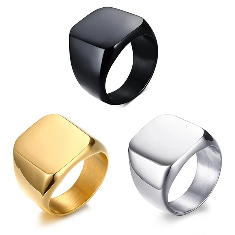 Fashion Men Ring Simple Solid Square Cemented Carbide Rings Anniversary Wedding Band Men Rings Jewelry Gift