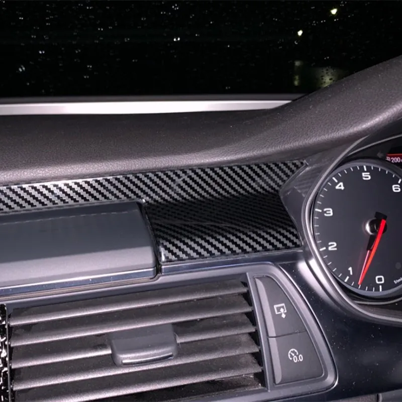 Car Console Dashboard Navigation Decorative Frame Cover Trim For Audi A6 C7 A7 RHD Interior Accessories Carbon Fiber Stickers