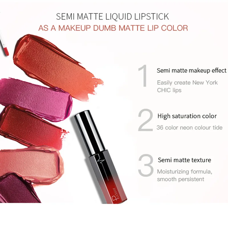 Pudaier Long Lasting Matte Lipsticks Waterproof 18 Color Velvet Liquid Lipstick Nude Red Purple Brown Lips Makeup Matt Lip Gloss