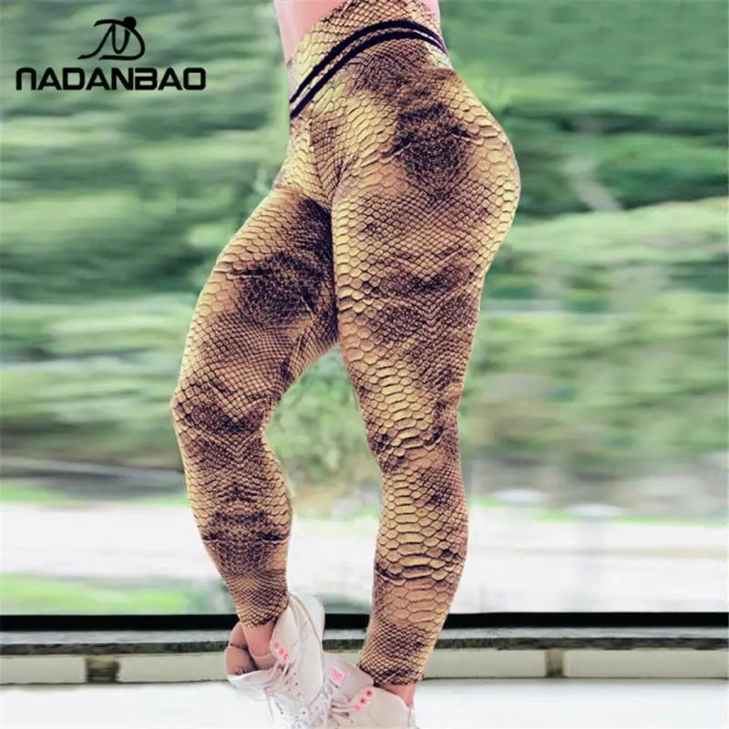NADANBAO-mallas deportivas con estampado de serpiente para mujer, Leggings de cintura alta para entrenamiento, Sexy, 2024