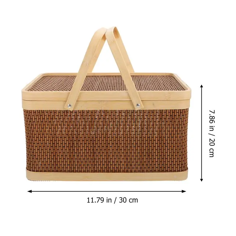 1Pc Decorative Packing Basket Handheld Basket Picnic Snack Fruit Basket Kitchen Organzier Storage Basket (Brown)