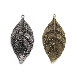 3PCS Tibetan Silver/Bronze Carving Honeybee Leaf Leaves Charm Pendant for Necklace Jewelry Findings Making 69x32mm