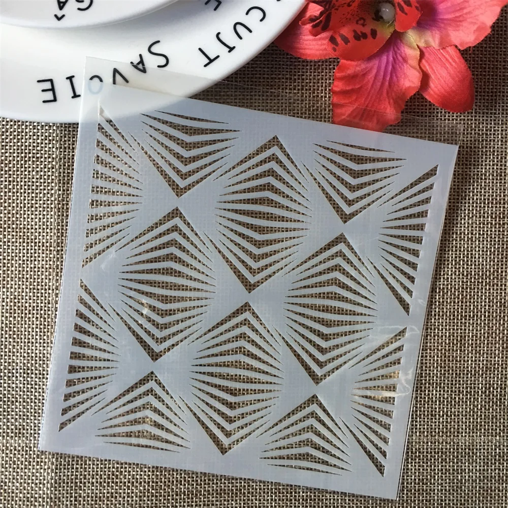 9Pcs/Set 5" Wavy Arrow Line Texture DIY Layering Stencils Painting Scrapbook Coloring Embossing Album Decorative Card Template