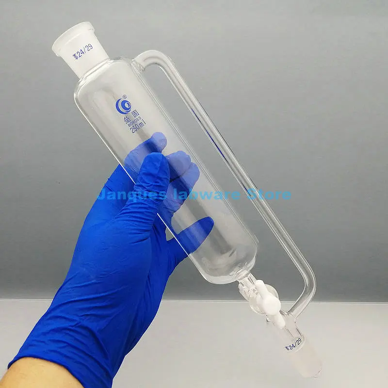 1pcs 250ml Constant Pressure Separating Funnel with PTFE Piston,Joint 24x24# Drop Funnel for lab Extraction experiments