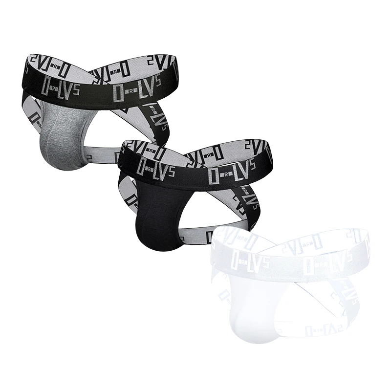 ORLVS-ropa interior Sexy Gay para hombre, suspensorio con correa cruzada, Tanga de algodón, calzoncillos de cintura baja, bolsa en U transpirable,