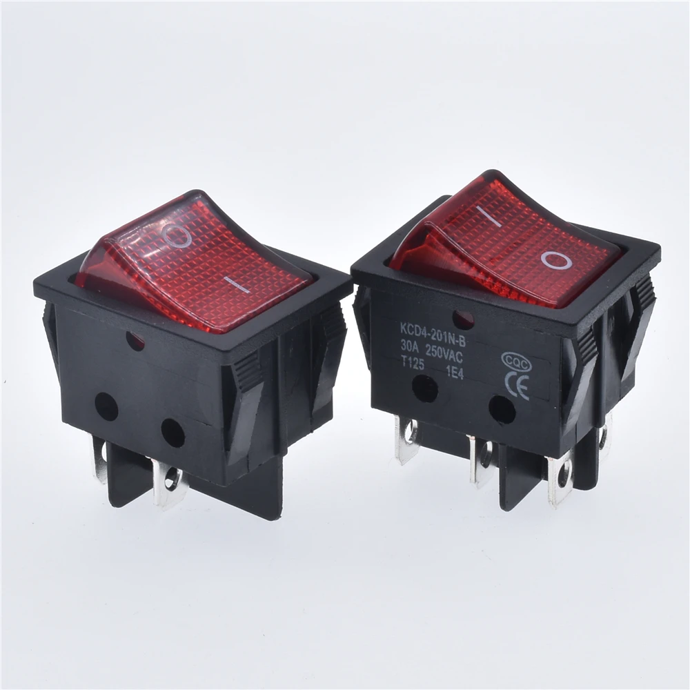 Special for Eelding Machine 30A 250V ON-OFF High Current KCD4 22*29 Red Copper Rocker Power Switch 4Pin Button Electrical Access