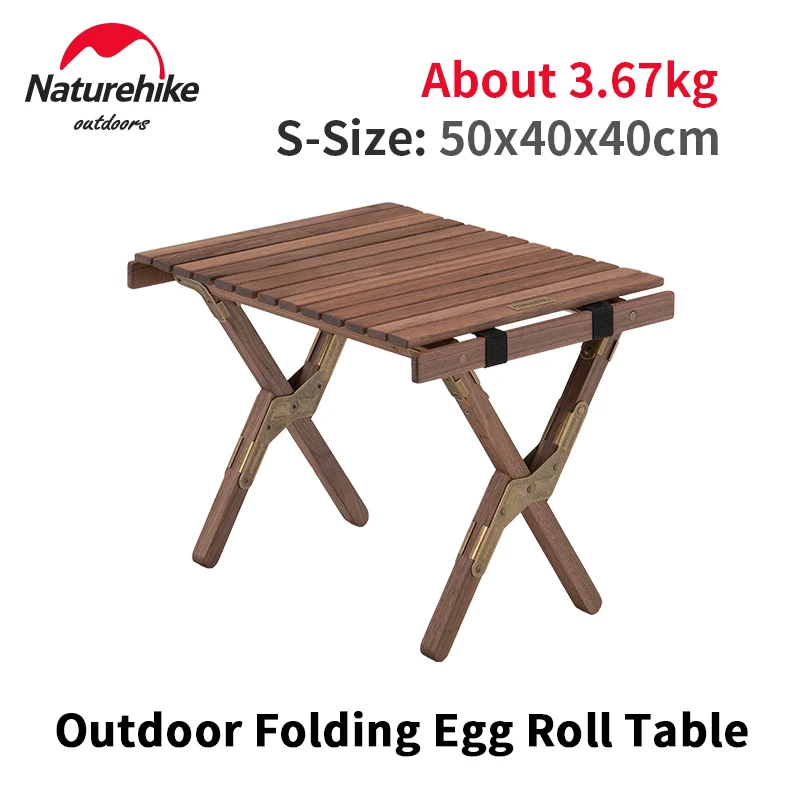 Naturehike Camping Solid Wood Omelet Table Portable Outdoor Travel Folding Table Fas Black Walnut Wood Picnics Furniture 2 Sizes