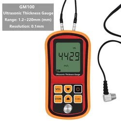 GM100 Thickness Gauge Ultrasonic Metal Testing1.2 to 200MM  Voice Sound Velocity Meter Steel Tester Pipe Thick Measuring 30%OFF