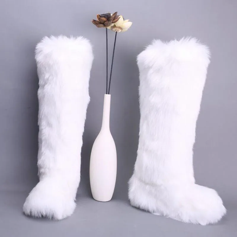 COOLSA Women Outdoor Plush Knee Warm Snow Boots Ladies Faux Furry Non-slip Shoes Essentials Odporne na zimno buty Plus Size