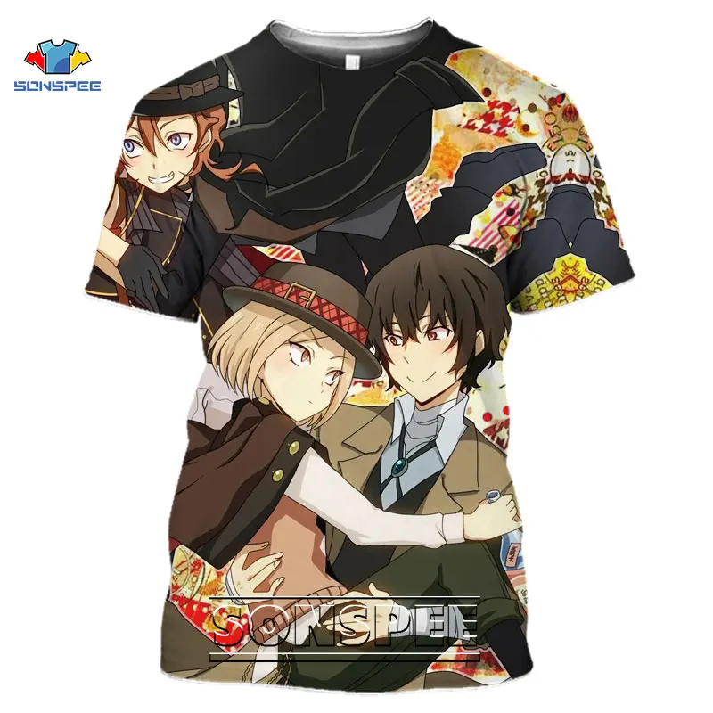 Cosplay Bungou Stray Dogs Shirt 3D Print Detective Suicide Comics Tshirts Oversized Men's T-shirts Graphic Women Gym Clothing image 6