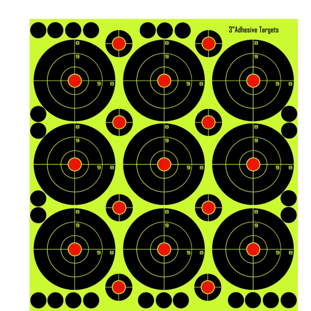 3" Self-Adhesive Splatter Splash & Reactive(Color Impact) Shooting Sticker Targets(Bull's Eye) 10 Sheets(90 Pcs)/Pack image 6