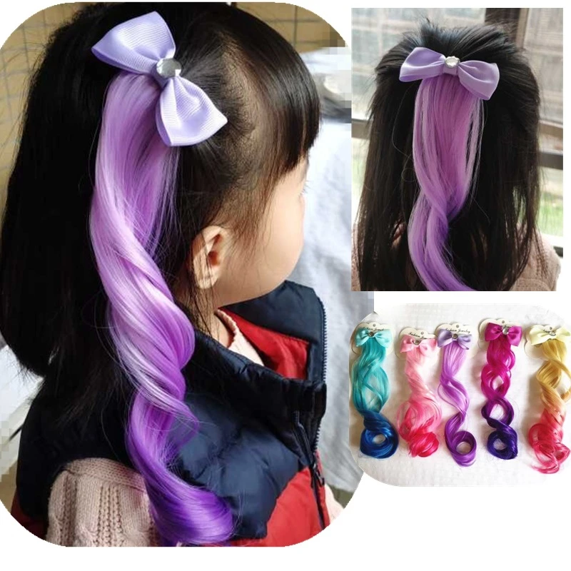 Child Cute Bowknot Crystal Elastic Hair Band Rubber Band Hair Accessories Girls Twist Braid Rope Headdress Kids Wig Headband