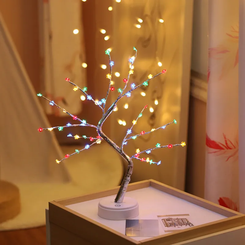 Guirnalda de luces para árbol de Navidad, decoración para el hogar, luz Led de noche de hadas, lámpara de mesa de estudio, 108 cuentas, funciona con