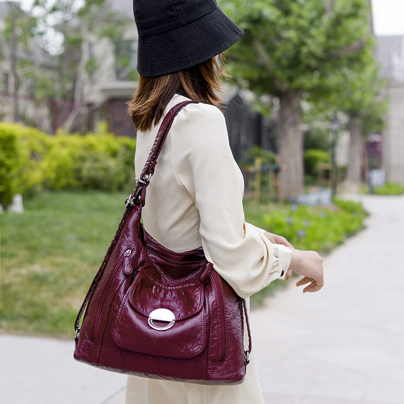 Sacs à main de luxe en cuir souple pour femmes, sacs de styliste à bandoulière pour dames, grands sacs à bandoulière pour voyage, sac à dos,