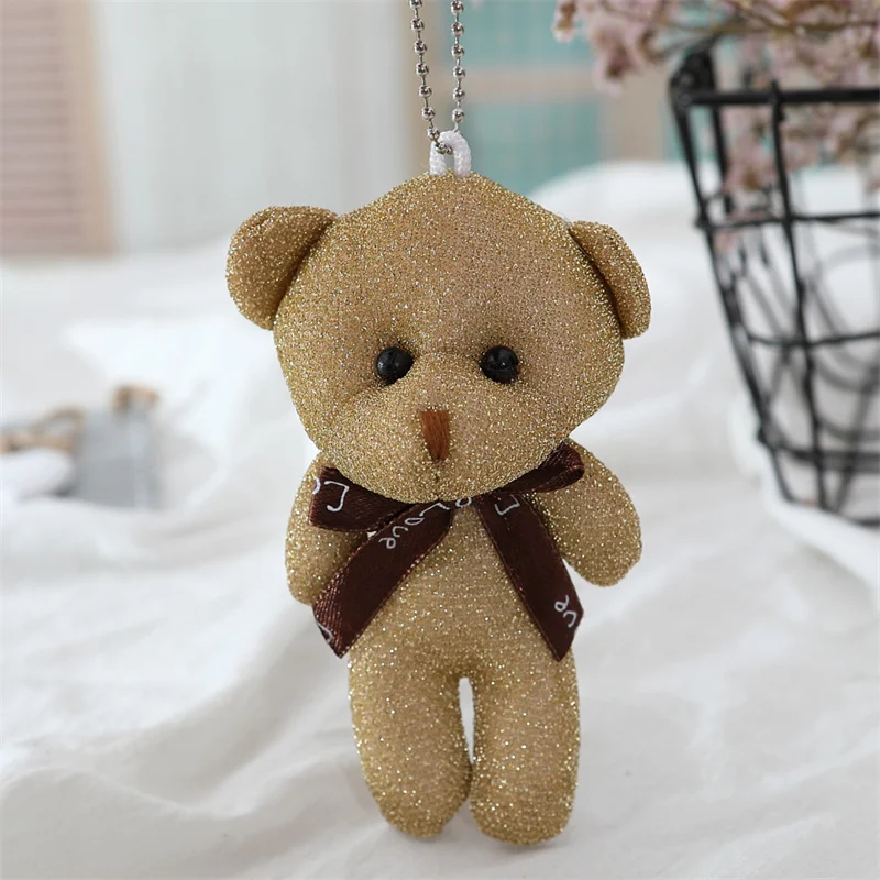 12cm Tie Plüsch Spielzeug Bär Puppe Anhänger Keychain PP Baumwolle Weiche Plüsch Bär Spielzeug Puppe Spielzeug Geschenk Hochzeit Zubehör keychain Anhänger