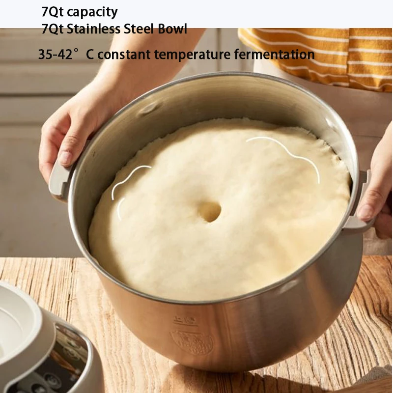 Lectric-amasadora de harina para el hogar, mezclador de masa de fermentación, máquina de amasar pan, agitador, temporizador de microordenador, 7L, A70C1