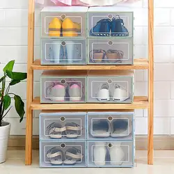 Sports Shoes Box Stackable Dustproof Transparent Flip-Type Shoes Storage Container Box Organizer Shoes Display stand