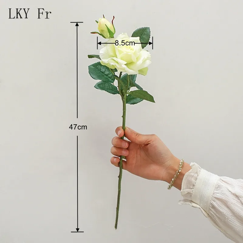 LKY-웨딩 부케 장미, 인공 꽃 DIY 신부 들러리 액세서리 실크 리얼 터치 장미 결혼 테이블 장식