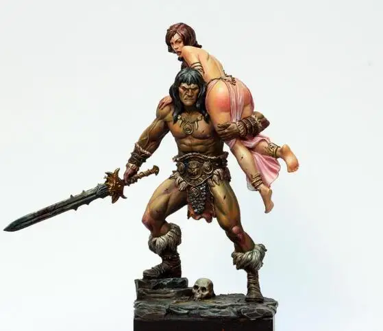 1/24 Scale Unpainted Resin Barbarian and the lost princess collection figure