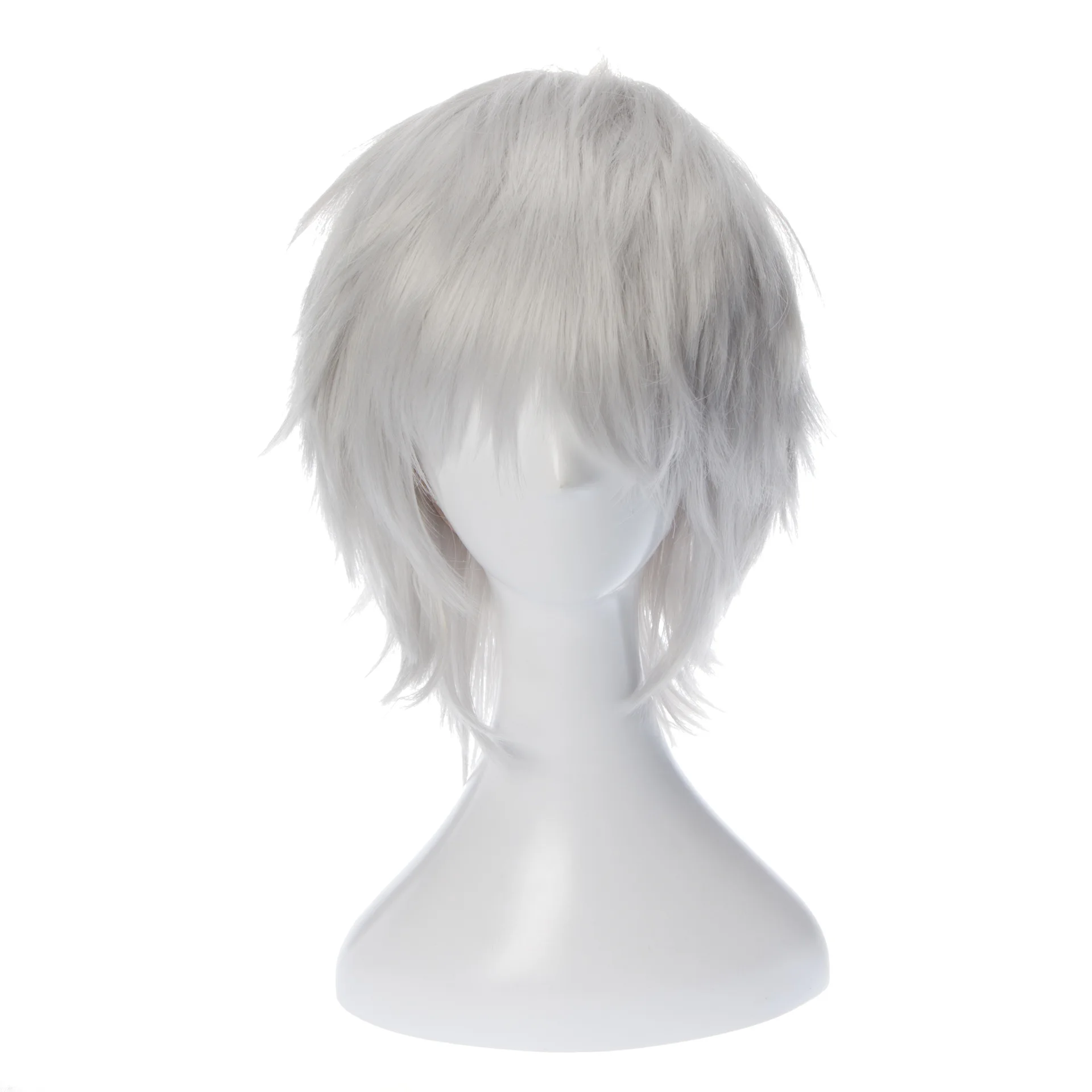 

Anime Gintama Silver Soul Wig Sakata Gintoki Short Silver White Hair Cosplay Wig Role Play Halloween Hair Synthetic 30cm