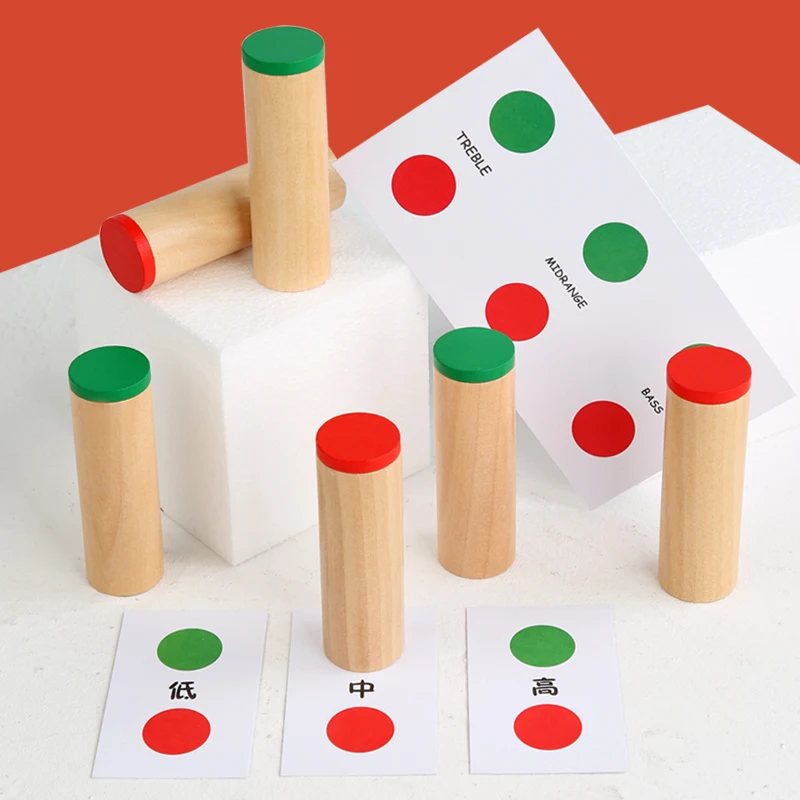Montessori Materials Sensorial Toy Three Step Sound Bucket High/Middle/Low Tone Baby Educational Sound Collection Shaking Tube