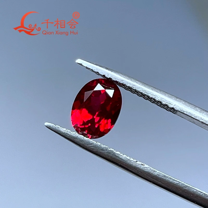 

Czochralski method laboratory cultivation of ruby oval shape red color loose gemstone