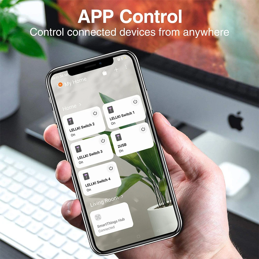 LELLKI – bande d\'alimentation Zigbee 1.8 avec Tuya Smart Life, prise électrique, cordon d\'extension, avec Alexa SmartThings