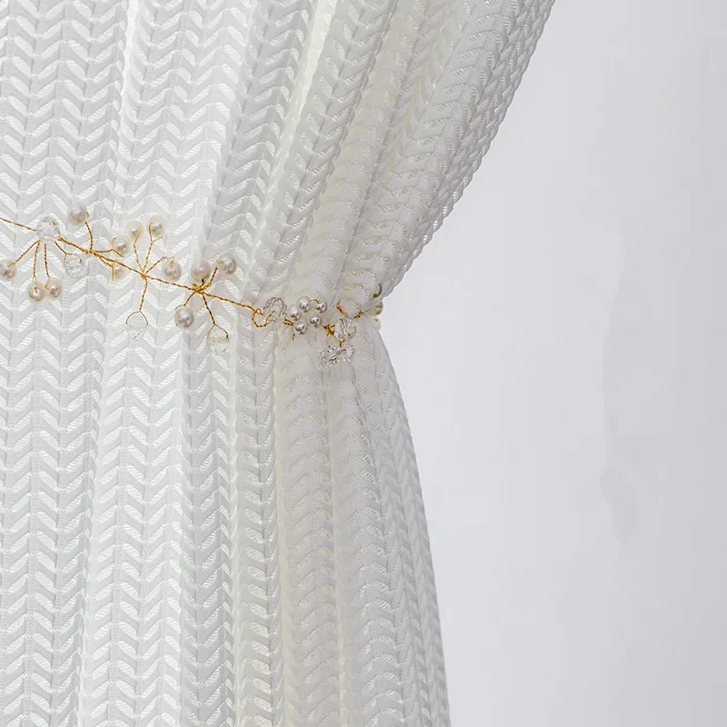 Delicate Jacquard Tulle Curtains For Living Room Luxury Cream White Sheer Voile Window Treatment Bedroom Lace Cortina Para Sala