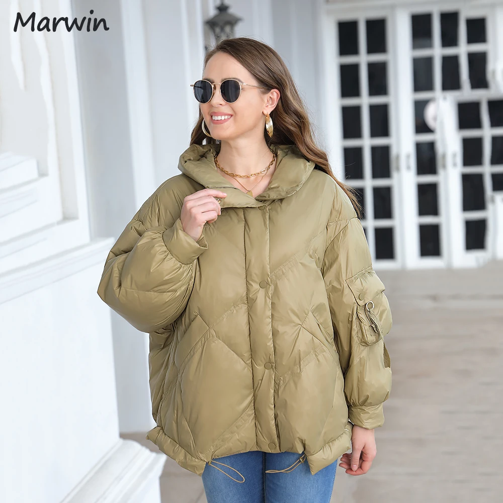 

Marwin 2021 Fashionable Coat Jacket Women's Cotton Padded Thick Solid Hight Quality Female New Winter Elegant Hooded Overcoat