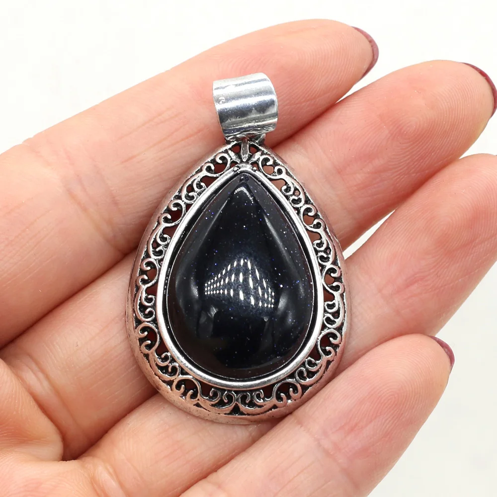 Natural Stone Pendants Water Drop Lapis lazuli Opal for Jewelry Making Women Necklace Gifts