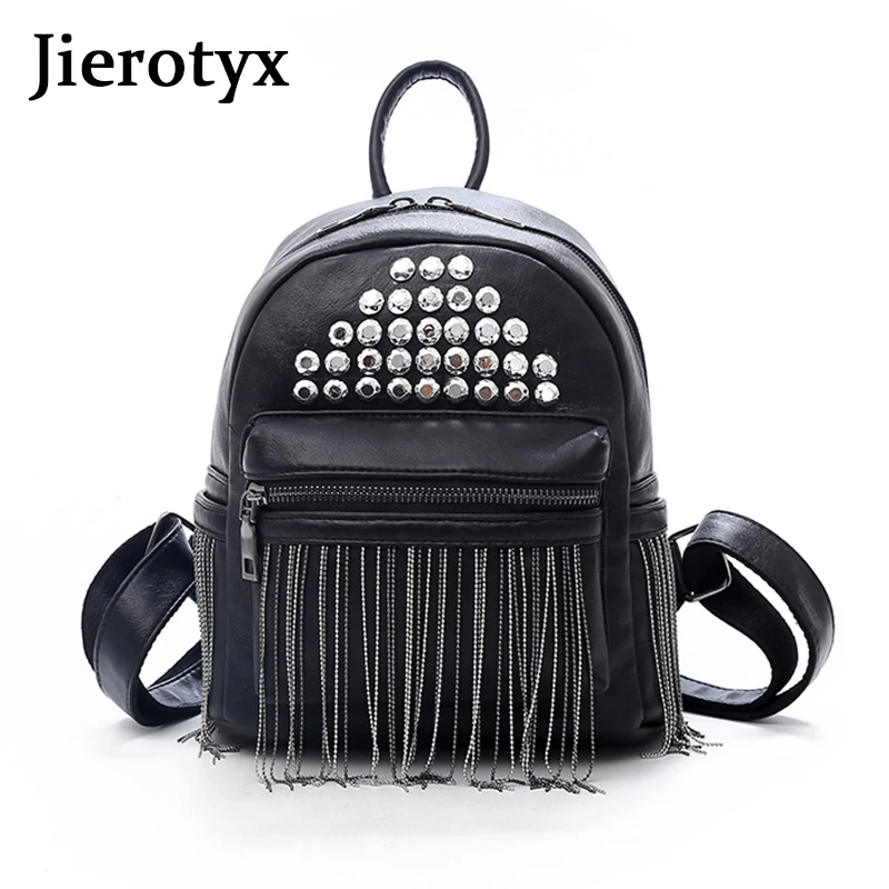 Zaini di marca di lusso jierotix Mini borse da scuola per ragazze rivetto e nappa Sac A Dos Femme PU pelle 2021 Mochila