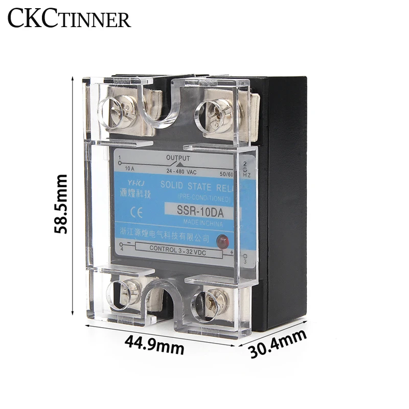 SSR-10DD / 25DD / 40DD Single Phase DC controlled DC SSR single phase solid state relay with plastic dust cover Heat Sink 220V