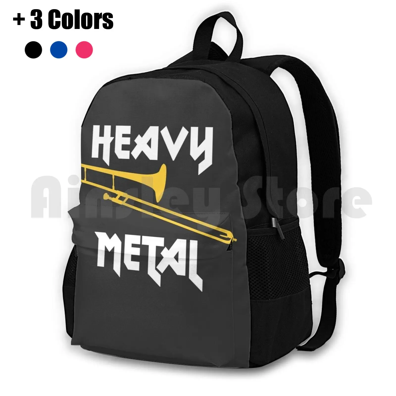 Heavy Metal , Funny Trombone Gift Idea Outdoor Hiking Backpack Waterproof Camping Travel Trombone Trombonist Brass Brass Band