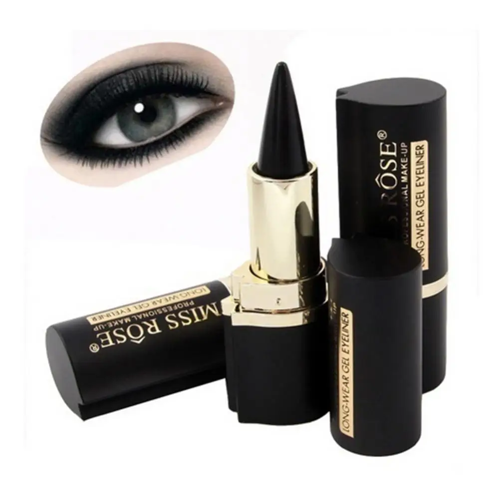 Black Eyeliner Pencil Waterproof Eye Enhancing Stick Solid Thick Gel Smooth 24 Hours Long Lasting Smoky Eye Liner Cosmetic Beaut