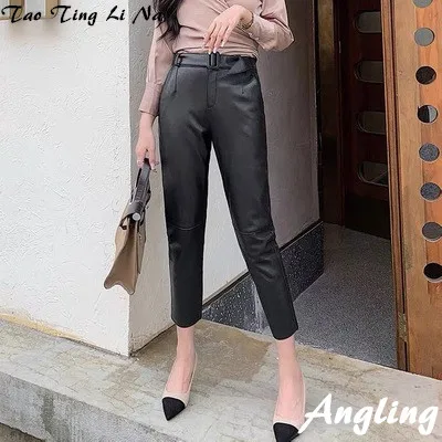 Tao Ting Li Na New Fashion Genuine Sheep Leather Pants G9