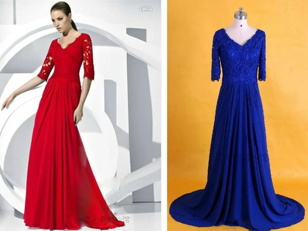 

sexy half sleeves blue chiffon long v-neck Formal gowns 2025 vestido de festa beach floor-length mother of the bride dresses