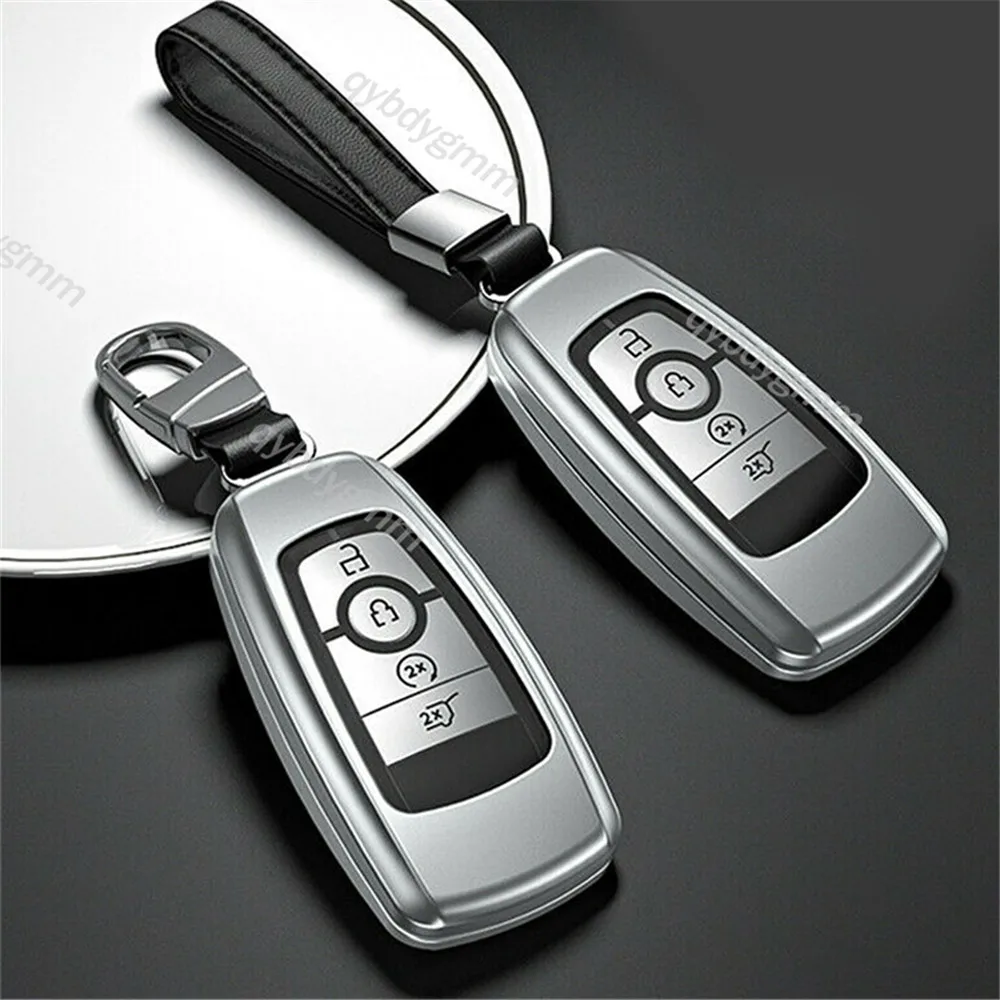 Aluminum Alloy Car Remote Fob Car Key Cover Case Protector Shell Holder Auto Key Skin Housing Chain For Ford F150 Parts Keyless