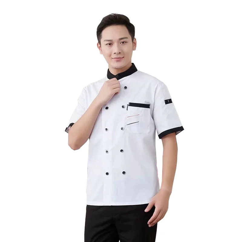 1 pcs Logo Personnalisé Chef Veste attribuable Restaurant Chef Vestes À Manches Courtes Unisexe Chemise Conception Libre taille M-4XL