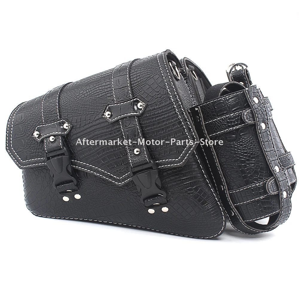 Motorcycle Old School Leather Saddlebag Swingarm Solo Bag w/ Cup Holder For Sportster XL Dyna Softail Scout Sixty Bobber Rebel