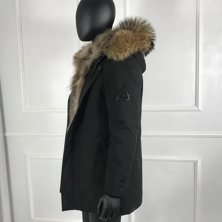 Parkas de pele de guaxinim natural jaqueta de pele de inverno moda quente casaco de forro de pele