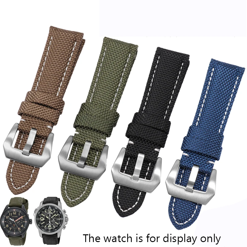 Nylon Waterproof Sport Watchband 22 24 26mm Black Brown Strap For Panerai Diesel Men's Genuine Leather Wristband