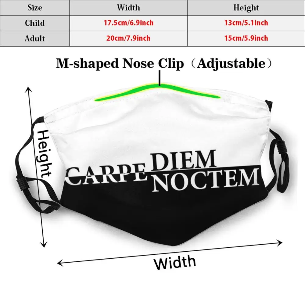 Carpe Diem Adult Kids Anti Dust Filter Diy Mask Carpe Diem Carpe Noctem Quote Black And White Seize The Day Inspiration Courage