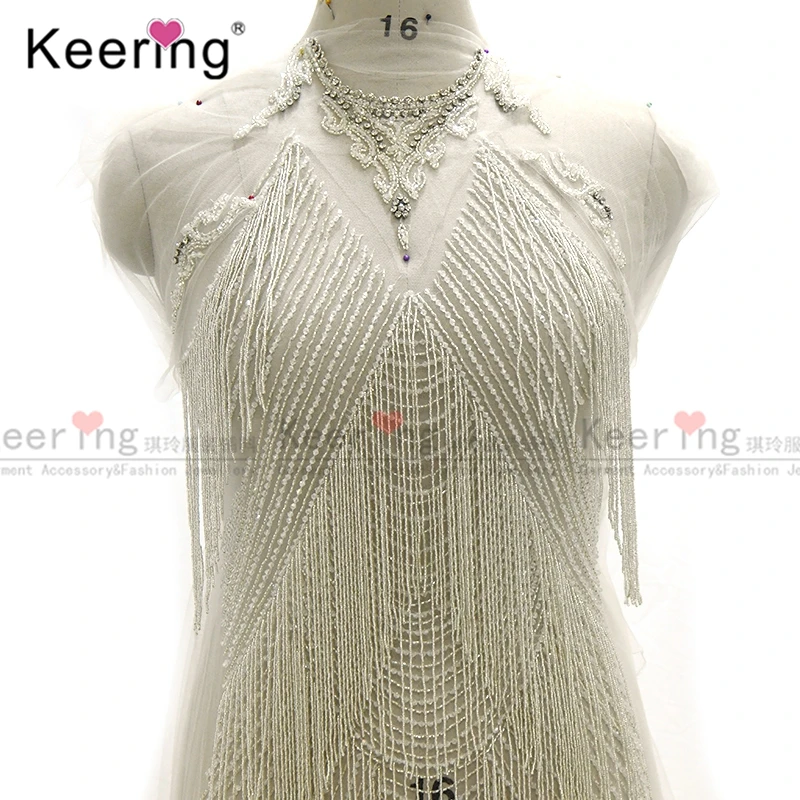 

Large Size Hand-Made Crystal Rhinestone Tassel Panel for Wedding Dress, WDP-081